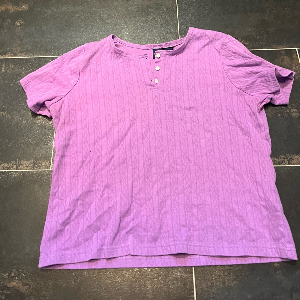 Basic edition women’s purple pointelle top